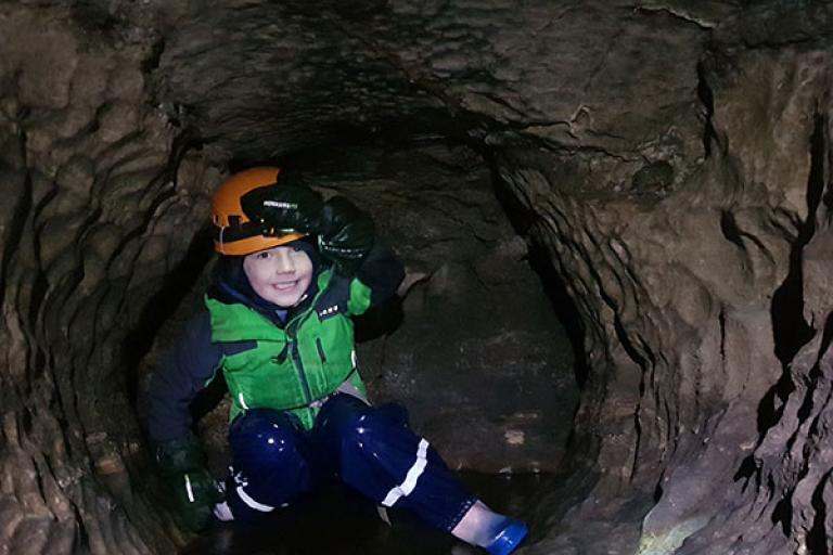 Kieran in cave